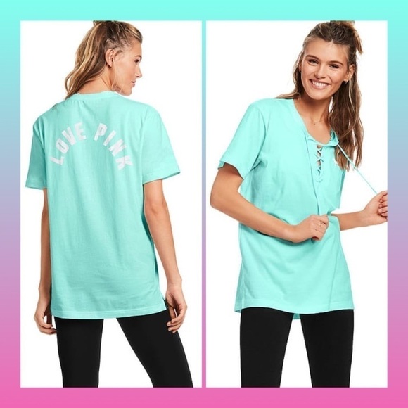 PINK Victoria's Secret Tops - VS PINK Lace Up Campus Tee